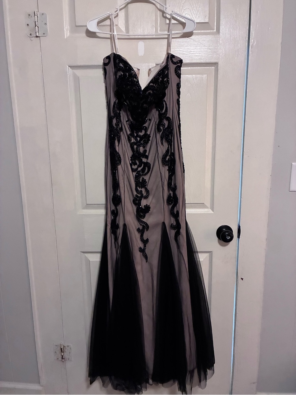Vintage Jovani Black lace/beaded mermaid dress.